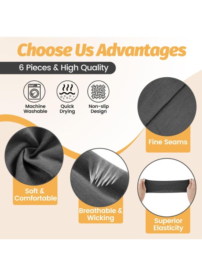 TEMPO 6 Pack Wide Elastic Sports Sweatband Headbands for Women & Men | Soft Stretchy Thin Hair Bands for Yoga, Workout, Running & Daily Use, Non-Slip Accessories Bands for Fashion - Image 3