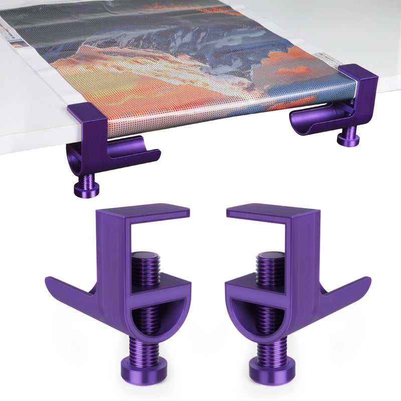 Qoroos Diamond Painting Canvas Roll Holder,Adjustable Diamond Painting Canvas Table Clamp for Diamond Painting,Accessories and Tools for DIY Diamond-Painters,2 Pack(Purple) - Image 1