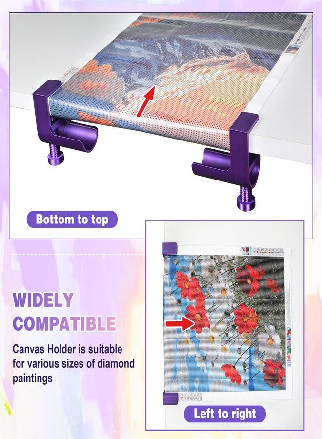 Qoroos Diamond Painting Canvas Roll Holder,Adjustable Diamond Painting Canvas Table Clamp for Diamond Painting,Accessories and Tools for DIY Diamond-Painters,2 Pack(Purple) - Image 3