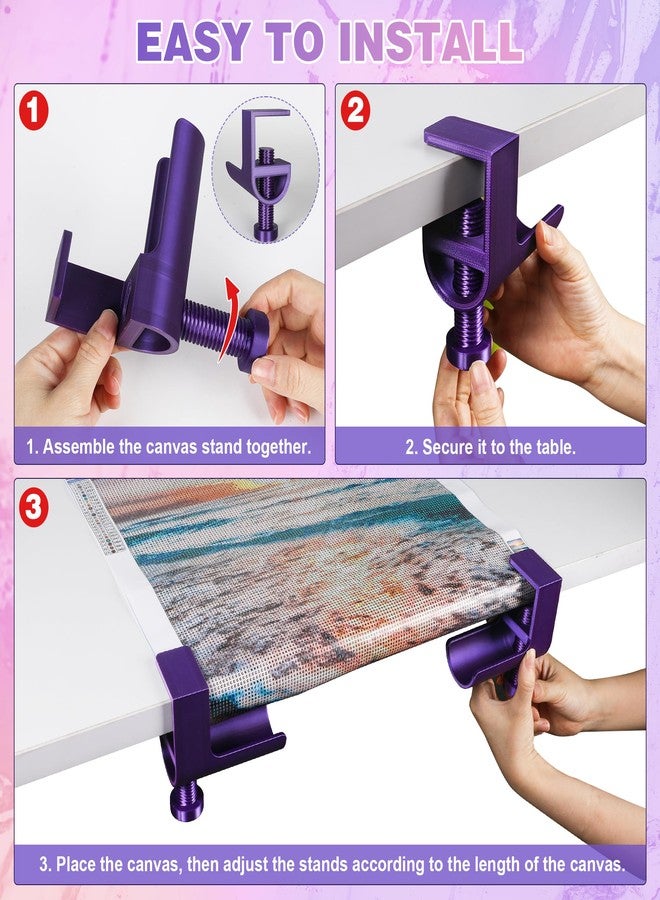 Qoroos Diamond Painting Canvas Roll Holder,Adjustable Diamond Painting Canvas Table Clamp for Diamond Painting,Accessories and Tools for DIY Diamond-Painters,2 Pack(Purple) - Image 5