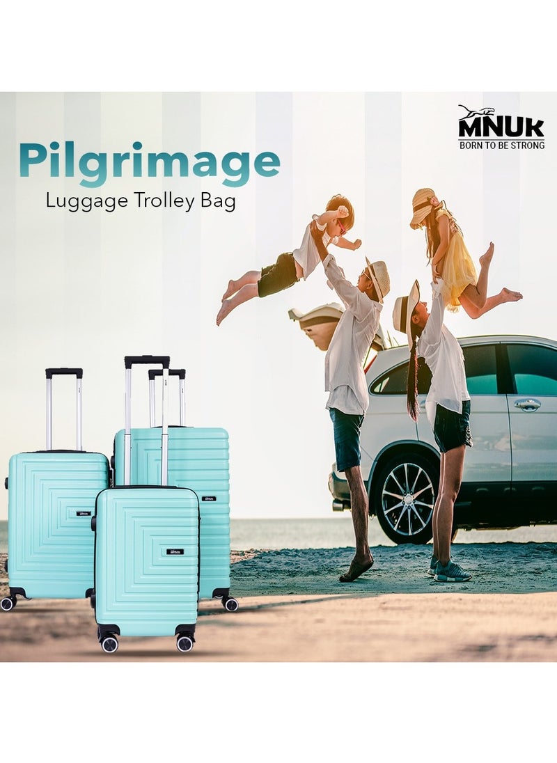 MNUK - Pilgrimage Set of 2 Travelling Luggage | Hardside Soft Handle Trolley with TSA Lock |Double 360° 8 Wheeler| Cabin-20 Inch, Large-28 Inch| Mint - Image 1