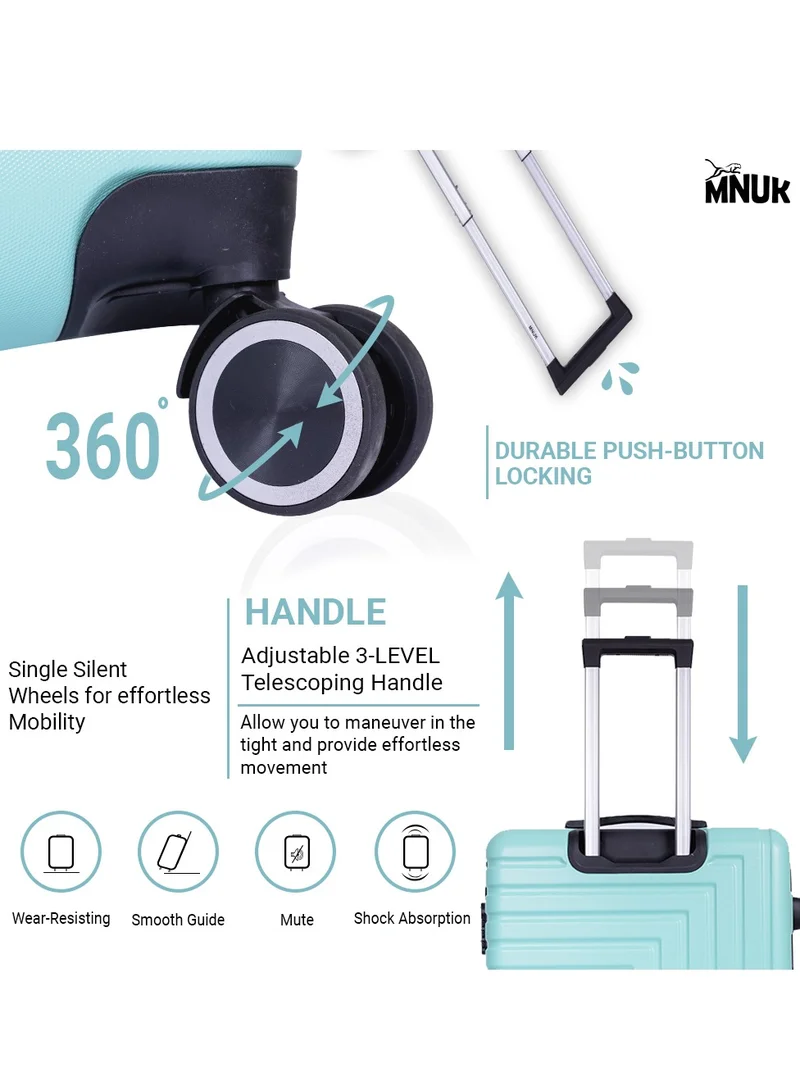 MNUK Pilgrimage Set of 2 Travelling Luggage | Hardside Soft Handle Trolley with TSA Lock |Double 360° 8 Wheeler| Cabin-20 Inch, Large-28 Inch| Mint