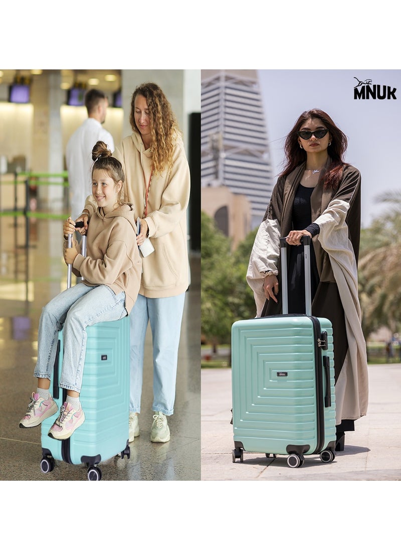 MNUK - Pilgrimage Set of 2 Travelling Luggage | Hardside Soft Handle Trolley with TSA Lock |Double 360° 8 Wheeler| Cabin-20 Inch, Large-28 Inch| Mint - Image 1