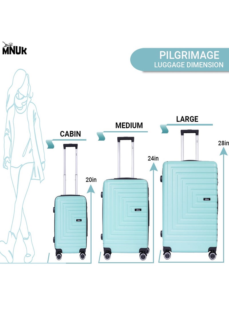 MNUK - Pilgrimage Set of 2 Travelling Luggage | Hardside Soft Handle Trolley with TSA Lock |Double 360° 8 Wheeler| Cabin-20 Inch, Large-28 Inch| Mint - Image 1