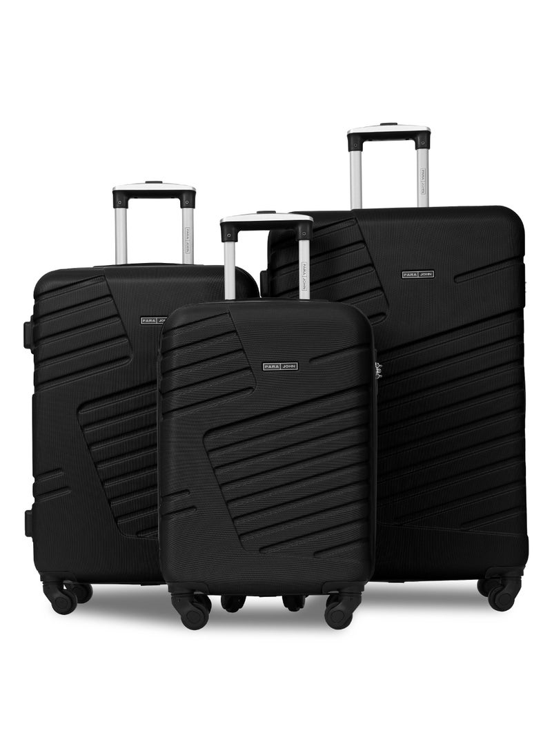 PARAJOHN Series Series Set of 3 Luggage | Lightweight Small 10KG, Medium 20KG & Large 30KG ABS 4 Wheels Trolley Hardsided Travel Suitcase - Black - Image 1