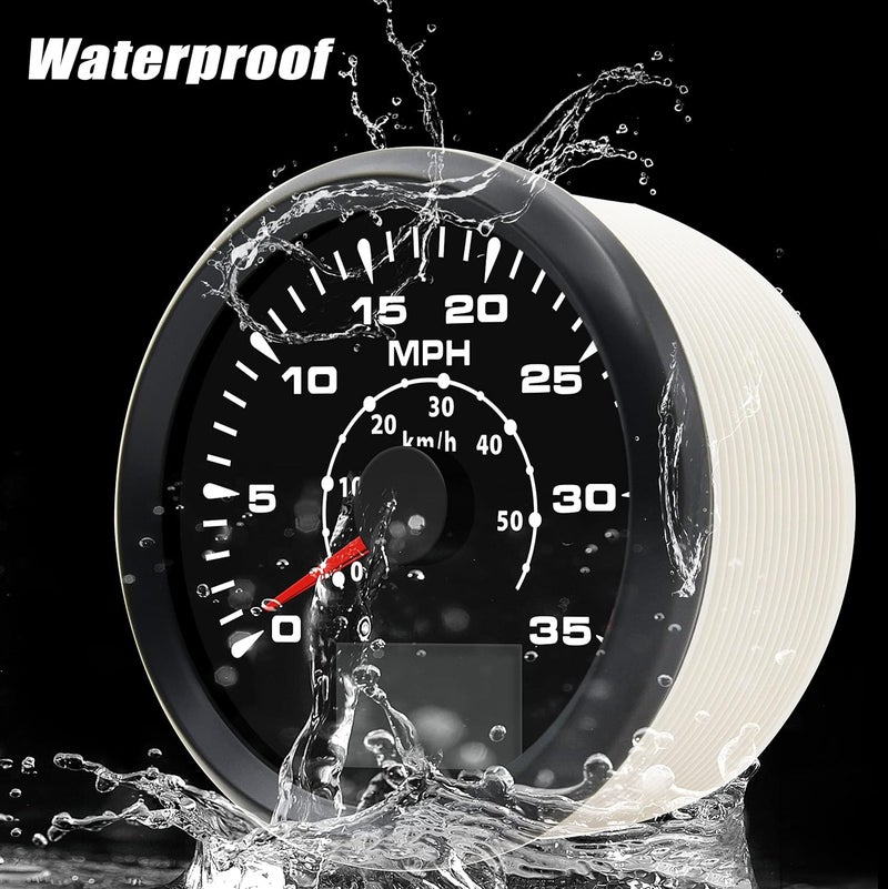 Geloo عداد سرعة قارب GPS 85MM 35 MPH 50 كم/ساعة عداد سرعة بحري مقاوم للماء عداد المسافات للقارب والشاحنة والدراجة النارية بديل عدادات السرعة مع 7 ألوان إضاءة خلفية 9-32 فولت - Image 5
