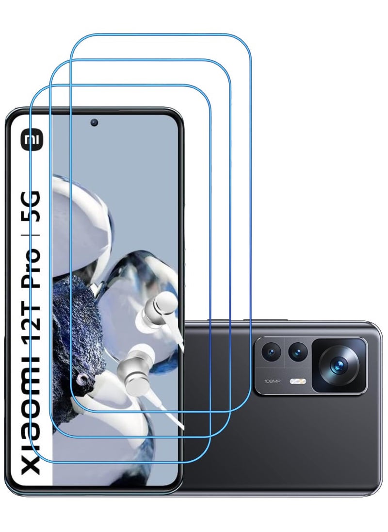 ACLIX 3 Pieces Antistatic ESD Dustproof Premium Quality High Definition Clear Tempered Glass Screen Protector Designed For Xiaomi 12T Pro - Image 1