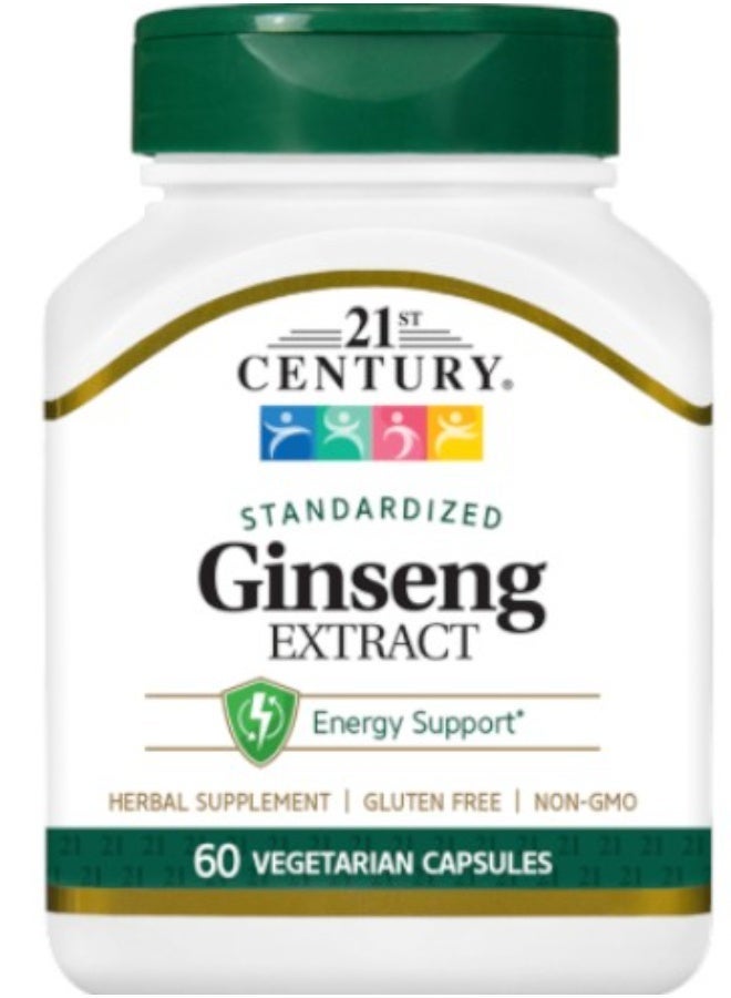 21st Century كبسولات مستخلص الجينسنغ النباتية، 60 عدداً - Image 1