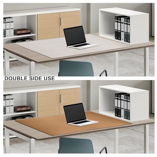 MAIDERN 40”x 24” Leather Desk Pad, Reversible Large Desk Mat, Cork & Leather Large Mouse pad for Desk, Waterproof Computer Desk Pad for Gaming Home Office (Cream) - Image 5