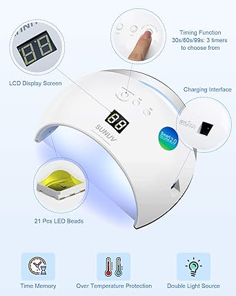 SUNUV UV LED Nail Lamp SUNUV 48W Gel Nail Polish Dryer with 306099S Timer Sensor Removable Bottom Tray for Home and Salon - Image 2