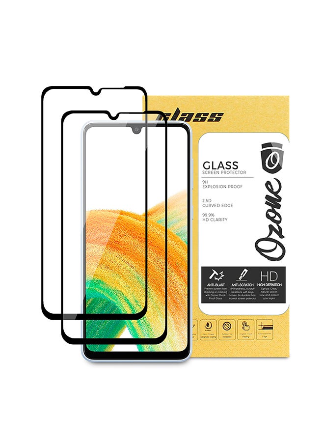 O Ozone Tempered Glass Screen Protector Compatible for Samsung Galaxy A33 5G 2 Per Pack Full Coverage 9H Hardness Shock Proof Anti-Scratch Screen Guard - Image 1