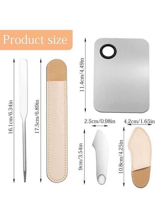 Huakaile - 3 Pcs Makeup Foundation Spatula Spoon Tool Set Make Up Mixing Palette Tray Stainless Steel Skin Care Spatula Cosmetic Scoop Scraper For Skincare Face Eye Cream (Silver) - Image 1