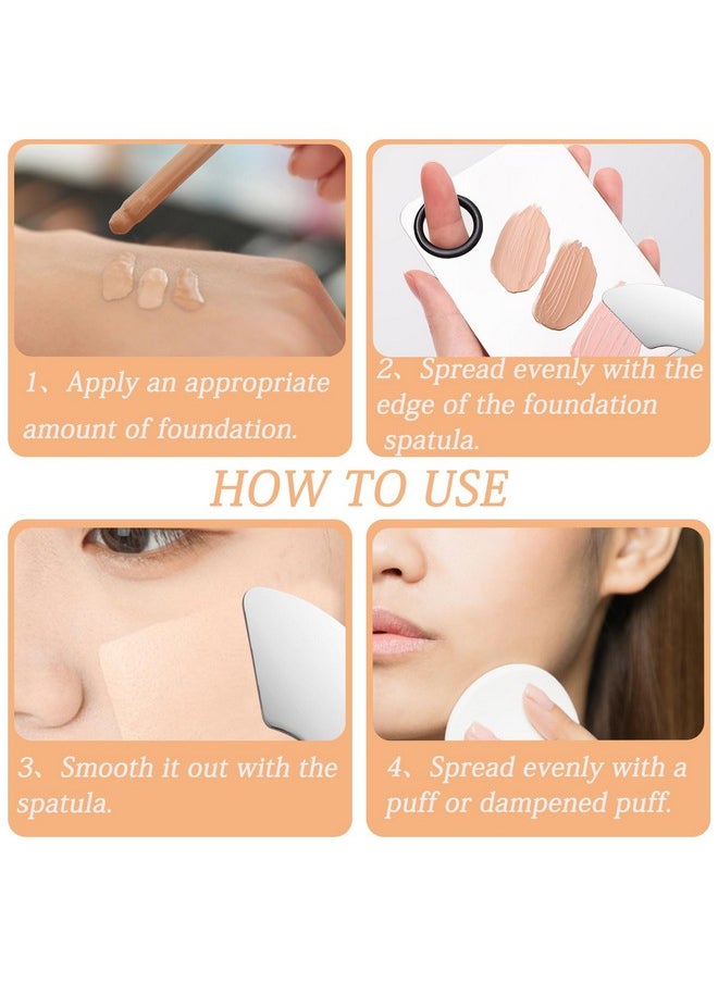 Huakaile - 3 Pcs Makeup Foundation Spatula Spoon Tool Set Make Up Mixing Palette Tray Stainless Steel Skin Care Spatula Cosmetic Scoop Scraper For Skincare Face Eye Cream (Silver) - Image 1