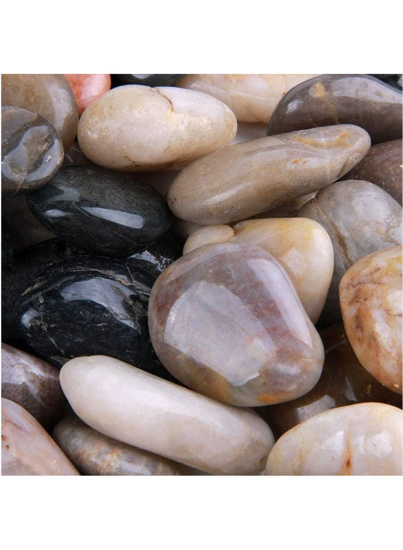Home zone 5 Pounds (2.25KG) River Rocks Pebbles 1-2 Inches Garden Outdoor Decorative Stones Natural Polished Mixed Colour Stones  - Image 5