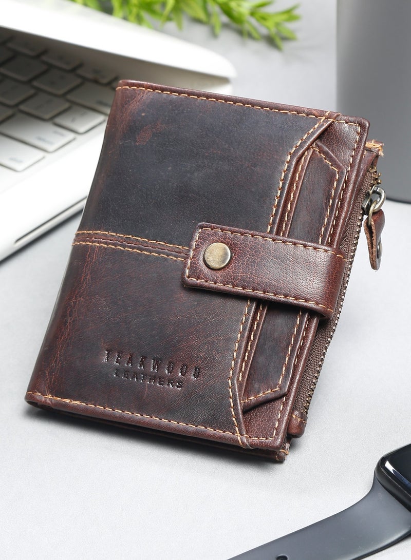 TEAKWOOD Two Fold RFID Genuine Leather Wallet with separate card holder for Men - Image 1