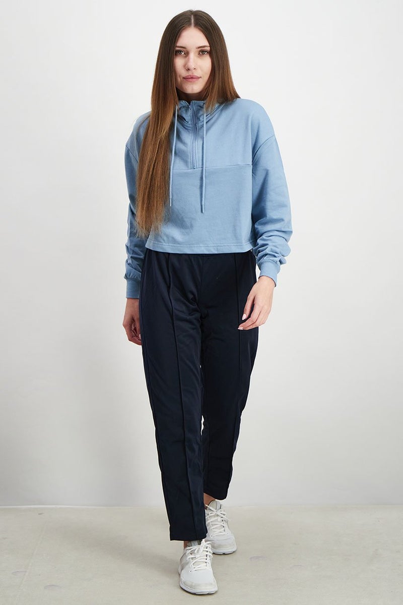 XOXO Women Cropped Plain Long Sleeves Sweater, Blue - Image 2