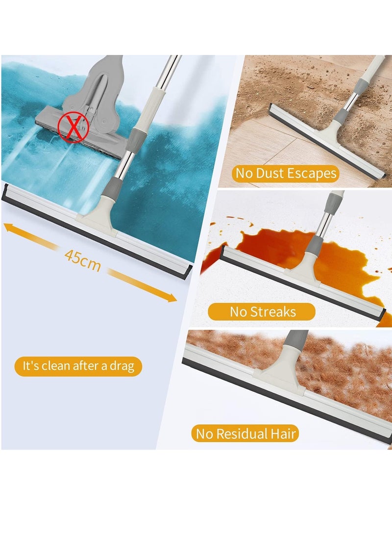 Floor Squeegee Broom, Stainless steel,45 cm Rubber Squeegee Broom with Long Handle 135cm for Cleaning Garage Courtyard Bathroom Shower Glass Window Tile Concrete Deck Marble Water - Image 4