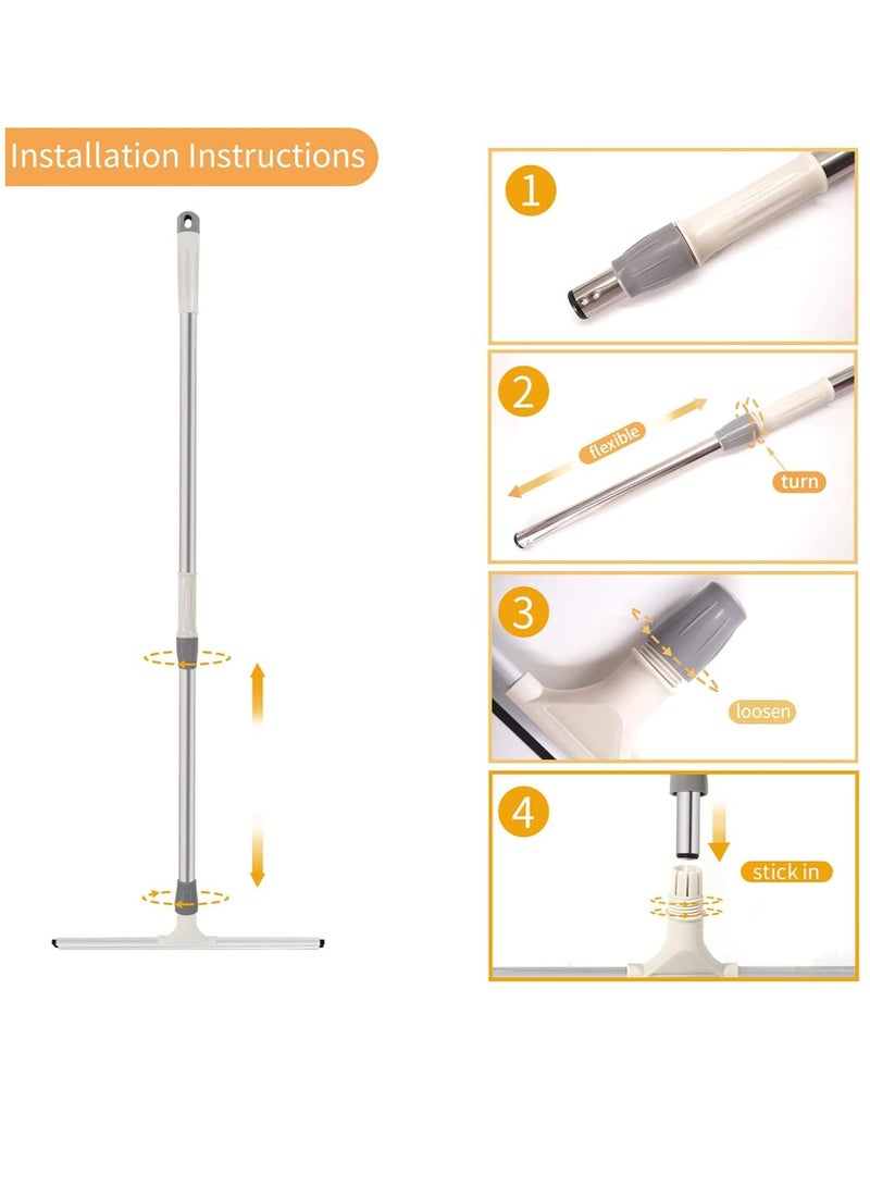 Floor Squeegee Broom, Stainless steel,45 cm Rubber Squeegee Broom with Long Handle 135cm for Cleaning Garage Courtyard Bathroom Shower Glass Window Tile Concrete Deck Marble Water - Image 2