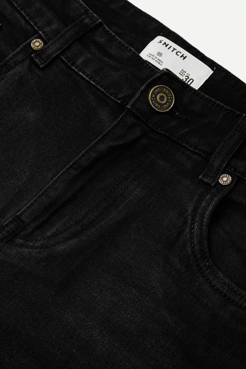 SNITCH Black Carrot Fit Stretch Jeans for Men | Best Price UAE