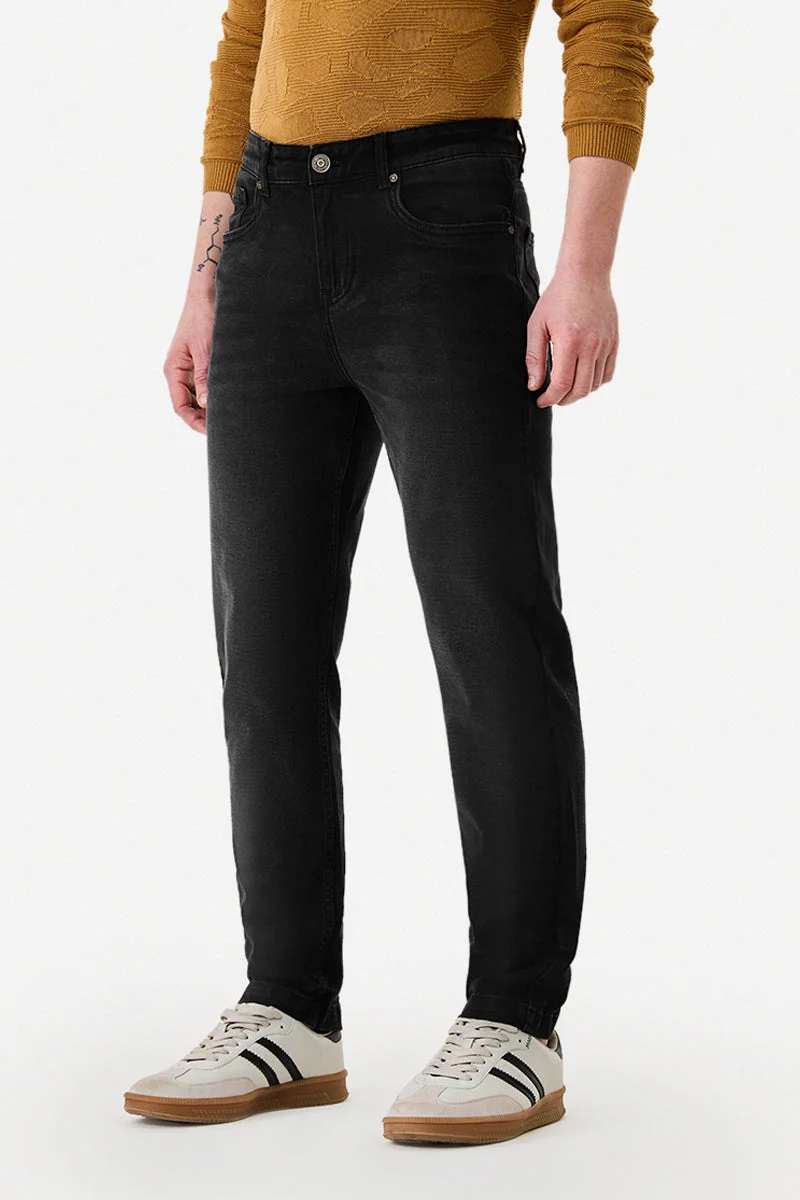 SNITCH Black Carrot Fit Stretch Jeans for Men | Best Price UAE