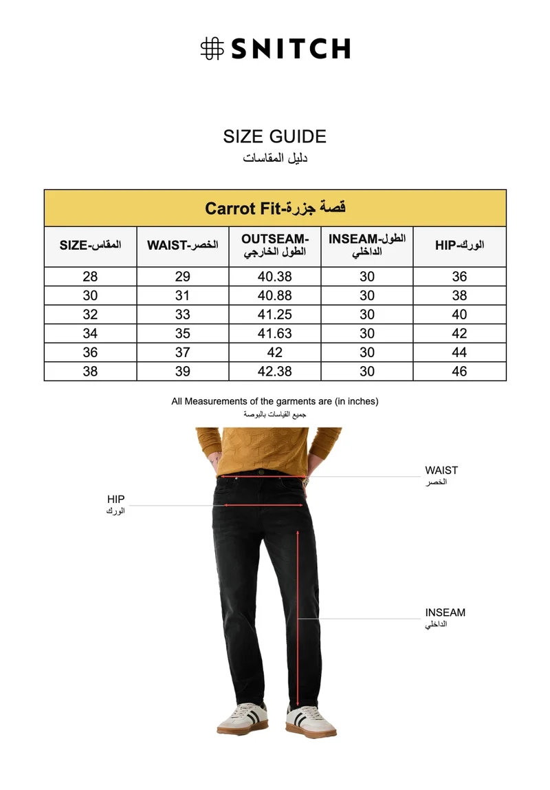 SNITCH Black Carrot Fit Stretch Jeans for Men | Best Price UAE