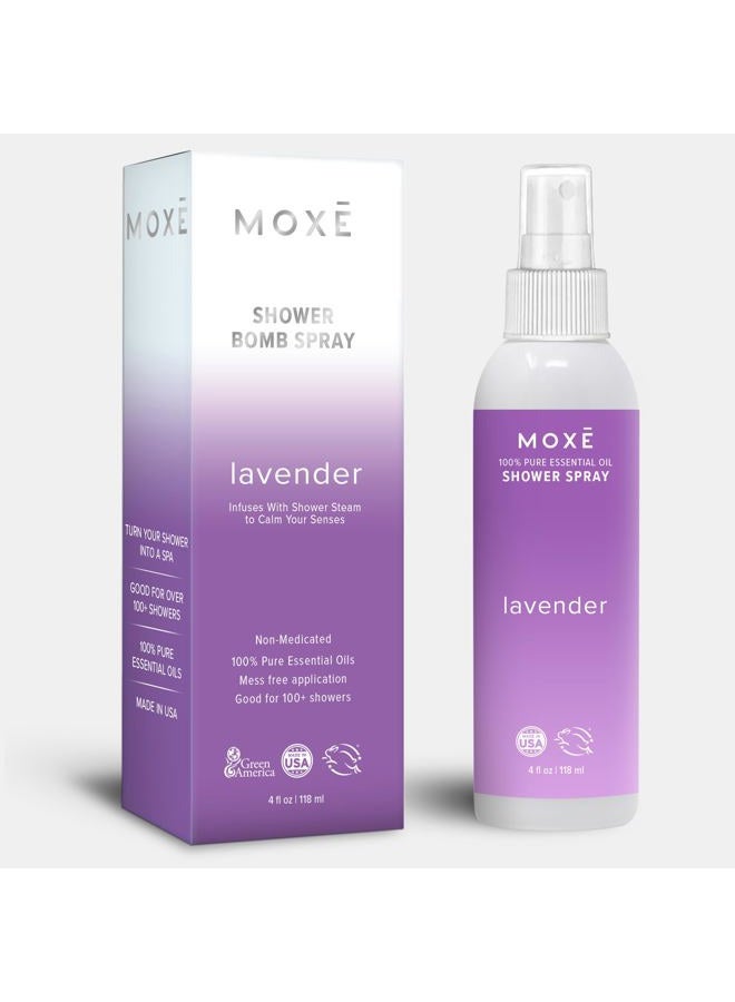 MOXE Shower Mist, Spa Steam Spray, Certified Natural Essential Oils, Aromatherapy, Tension Relief (Lavender, 4 Fl Oz (Pack of 1))… - Image 1