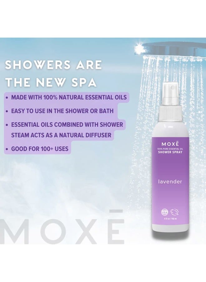 MOXE Shower Mist, Spa Steam Spray, Certified Natural Essential Oils, Aromatherapy, Tension Relief (Lavender, 4 Fl Oz (Pack of 1))… - Image 4