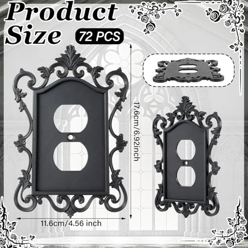 BrightRow 2 Pcs Gothic Coffin Light Switch Cover Black Outlet Covers Wall Plate Victorian Gothic Home Decor Baroque Vintage Rococo Design Plug Plate Vintage Interior Home Decor(Duplex Outlet 1) - Image 3