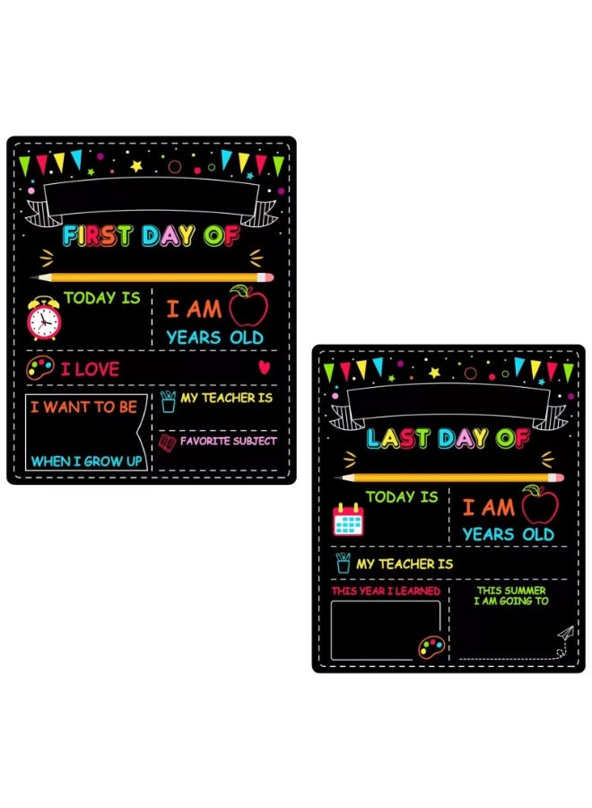 Chielor Double-Sided First Day of School Chalkboard, 12 × 10 Inches Back to School Sign, Reusable Color Painting First and Last Day of Preschool Board, Washable Chalkboard for Classroom and Back-to-School Display - Image 1
