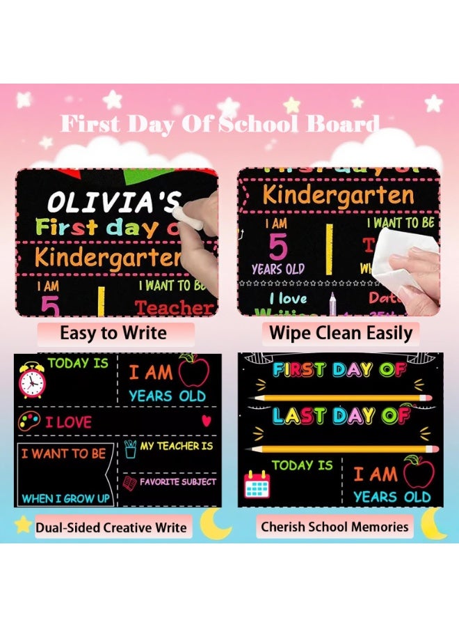 Chielor Double-Sided First Day of School Chalkboard, 12 × 10 Inches Back to School Sign, Reusable Color Painting First and Last Day of Preschool Board, Washable Chalkboard for Classroom and Back-to-School Display - Image 2