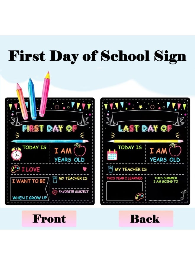 Chielor Double-Sided First Day of School Chalkboard, 12 × 10 Inches Back to School Sign, Reusable Color Painting First and Last Day of Preschool Board, Washable Chalkboard for Classroom and Back-to-School Display - Image 3