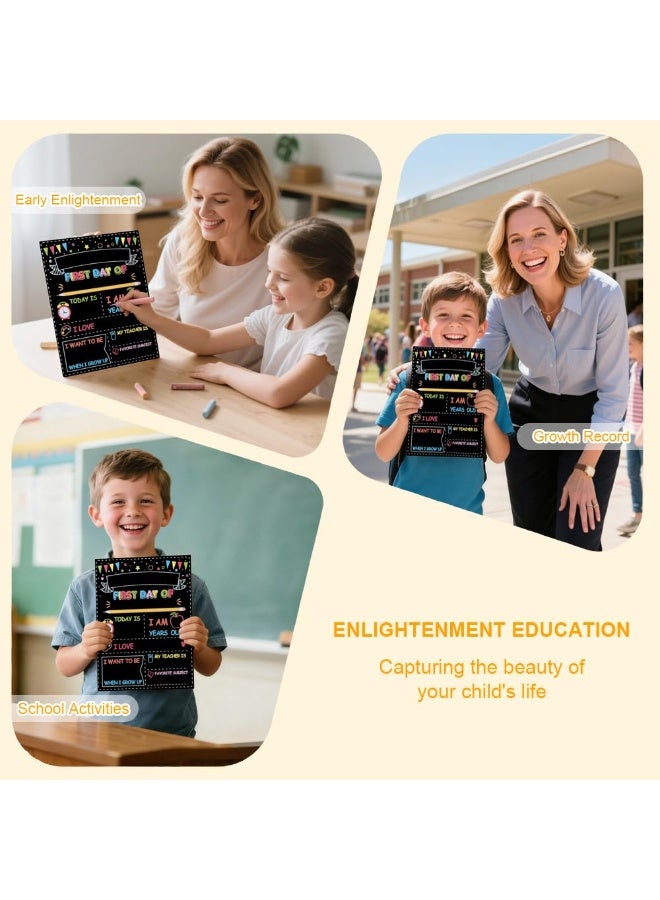 Chielor Double-Sided First Day of School Chalkboard, 12 × 10 Inches Back to School Sign, Reusable Color Painting First and Last Day of Preschool Board, Washable Chalkboard for Classroom and Back-to-School Display - Image 4