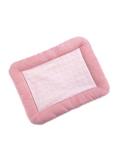 Kuber Industries Rectangular Dog & Cat Bed|Yarn Dyed Oxford Cloth|Nylon And Polyester With Cotton Filling|Self-Cooling Bed For Dog & Cat|Small Light-Weight & Durable Dog Bed|Zqcj005P-M|Pink  - Image 1