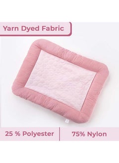 Kuber Industries Rectangular Dog & Cat Bed|Yarn Dyed Oxford Cloth|Nylon And Polyester With Cotton Filling|Self-Cooling Bed For Dog & Cat|Small Light-Weight & Durable Dog Bed|Zqcj005P-M|Pink  - Image 4