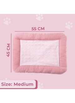 Kuber Industries Rectangular Dog & Cat Bed|Yarn Dyed Oxford Cloth|Nylon And Polyester With Cotton Filling|Self-Cooling Bed For Dog & Cat|Small Light-Weight & Durable Dog Bed|Zqcj005P-M|Pink  - Image 2