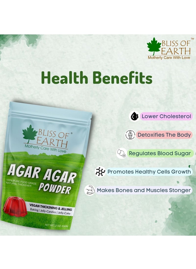 BLISS OF EARTH Microbiological Grade Agar Powder, 100% Food Grade Natural Thickener, Vegan China Grass, Gluten Free & Gelatin Substitute For Baking, Jelly & Candies  - Image 3