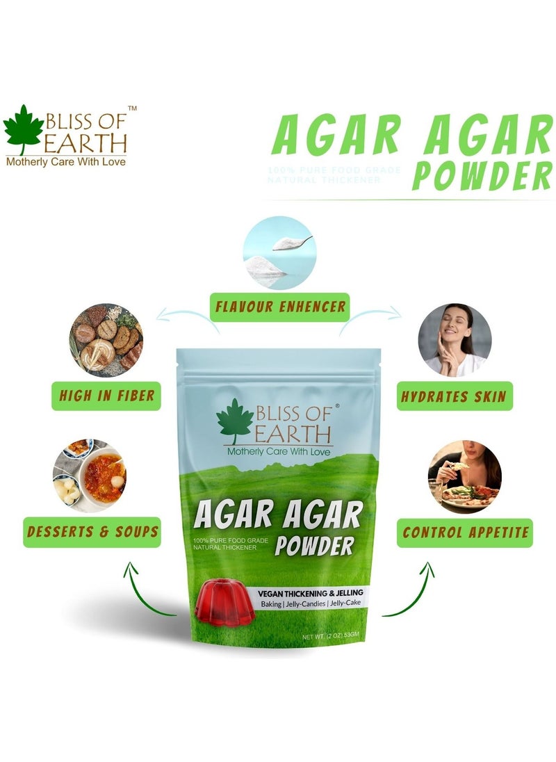 BLISS OF EARTH Microbiological Grade Agar Powder, 100% Food Grade Natural Thickener, Vegan China Grass, Gluten Free & Gelatin Substitute For Baking, Jelly & Candies  - Image 2