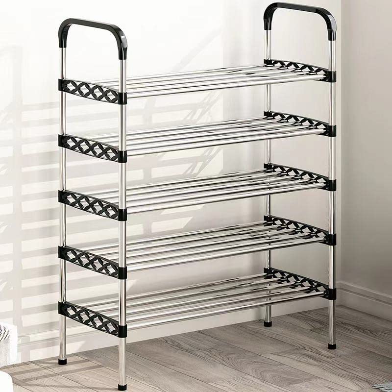 TONSYL Extra Large Capacity Space SavingFits Bootshigh Heels Slippers 5 Tier Shoe RackStackable and Adjustable MultiFunction Wire Grid Shoe Organizer Storage Heavy Duty Metal Shoe Shelf - Image 1