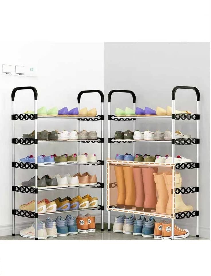TONSYL Extra Large Capacity Space SavingFits Bootshigh Heels Slippers 5 Tier Shoe RackStackable and Adjustable MultiFunction Wire Grid Shoe Organizer Storage Heavy Duty Metal Shoe Shelf - Image 4