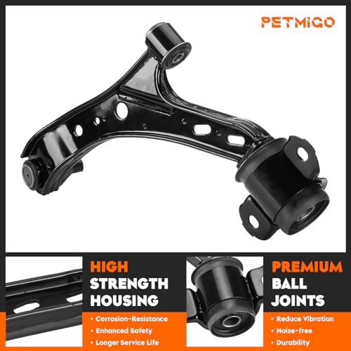 PetMigo Front Lower Control Arms Suspension Kits for Ford Mustang 2005-2006 (No Bullitt, Shelby or Boss), Mustang 2007-2010 (2010: Built Before 08/03/2009; Base, GT), 8Pcs - Image 3
