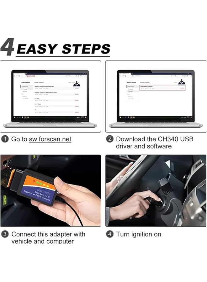 YARDHOBI Elm327 Usb Adapter Obd2 Scanner For Windows, Elmconfig Focccus Diagnostic Scan Tool With Ms-Can/Hs-Can Switch For Ford Lincoln Mazda Mercury Series Vehicles, Wireless Obd Car Code Reader - Image 5