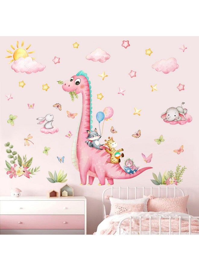 Sunoyar Pink Large Dinosaur Wall Decals, Sunoyar Removable Dinosaur Wall Stickers, Self-Adhesive DIY Peel & Stick Dino Mural Decor for Kids Boys Baby Nursery Bedroom Living Room - Image 3