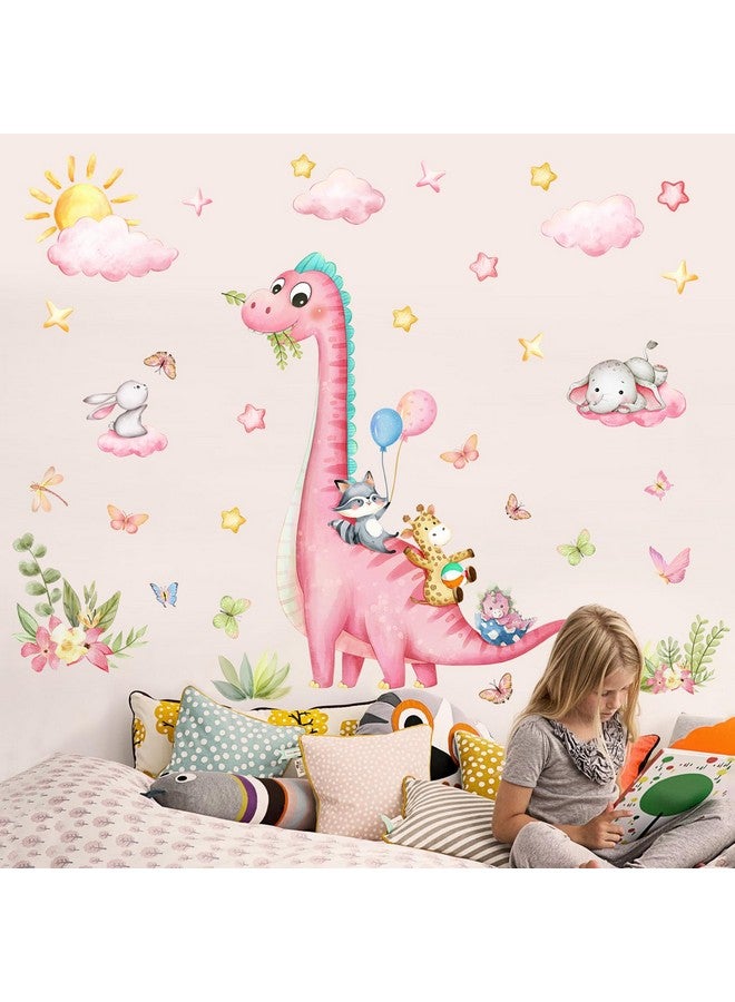 Sunoyar Pink Large Dinosaur Wall Decals, Sunoyar Removable Dinosaur Wall Stickers, Self-Adhesive DIY Peel & Stick Dino Mural Decor for Kids Boys Baby Nursery Bedroom Living Room - Image 4