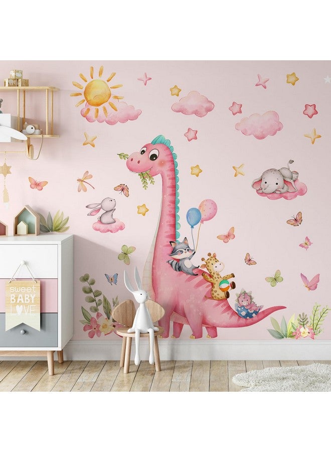 Sunoyar Pink Large Dinosaur Wall Decals, Sunoyar Removable Dinosaur Wall Stickers, Self-Adhesive DIY Peel & Stick Dino Mural Decor for Kids Boys Baby Nursery Bedroom Living Room - Image 1