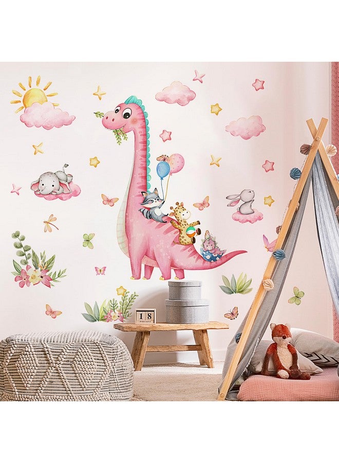 Sunoyar Pink Large Dinosaur Wall Decals, Sunoyar Removable Dinosaur Wall Stickers, Self-Adhesive DIY Peel & Stick Dino Mural Decor for Kids Boys Baby Nursery Bedroom Living Room - Image 5