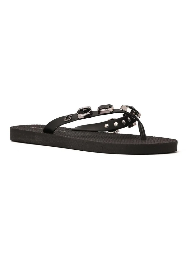 Carmen Steffens Black Flip-Flop with Rhinestones