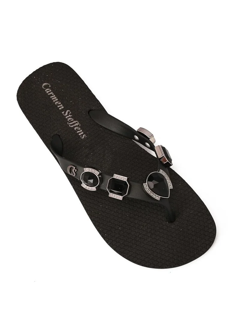 Carmen Steffens Black Flip-Flop with Rhinestones