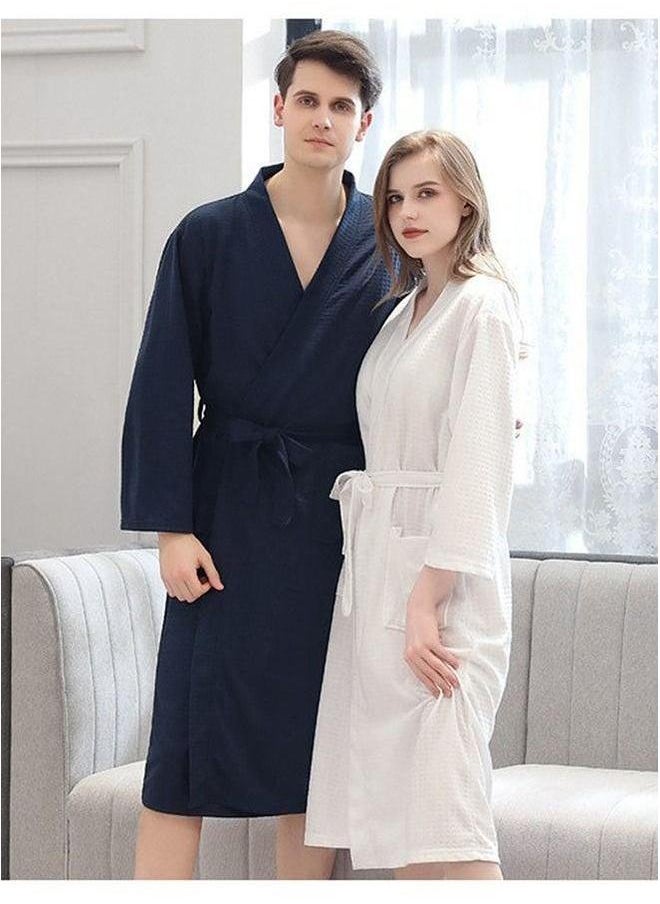 HOMESTAR Fashion Waffle Weave Bathrobes, Couple Robes, Kimono Robes with Soft Shine Pockets Bathrobes Bathrobe Pajamas Bath Towels, Bathroom, Resort Hotel Spa, Great for After Shower or Swim,L  - Image 4