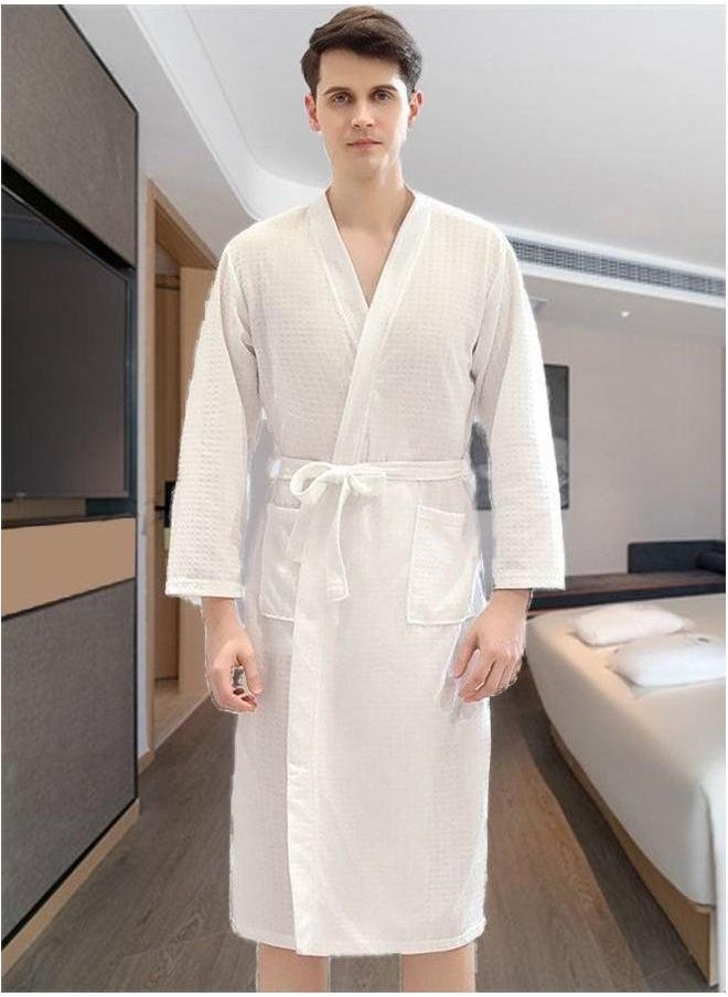 HOMESTAR Fashion Waffle Weave Bathrobes, Couple Robes, Kimono Robes with Soft Shine Pockets Bathrobes Bathrobe Pajamas Bath Towels, Bathroom, Resort Hotel Spa, Great for After Shower or Swim,L  - Image 5