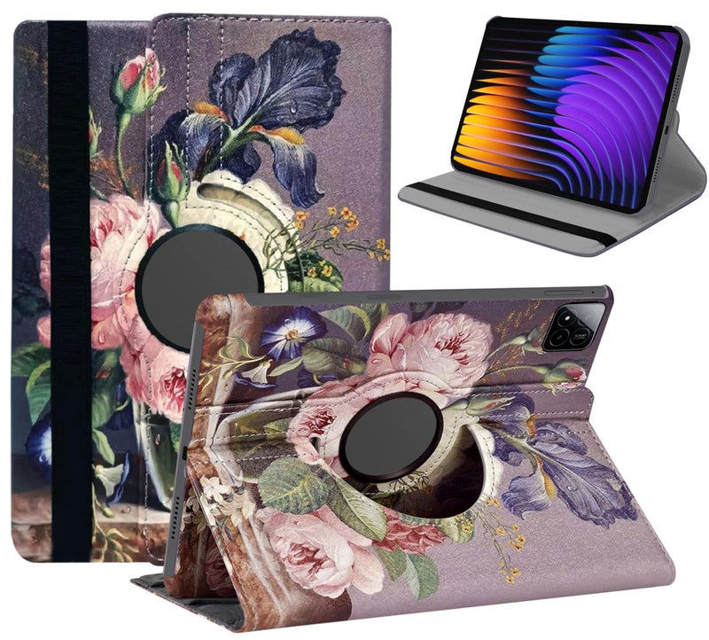 TGK Rotating Flip Case for Xiaomi Mi Pad 7 11.2 inch Tablet/Pad 7 Pro Printed Cover (Roses) - Image 1